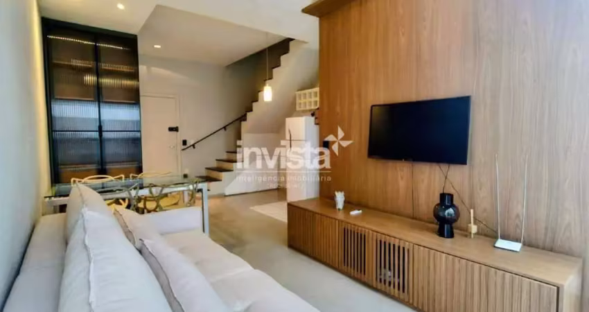 Loft residencial para aluguel em gonzaga, santos – 69 m²