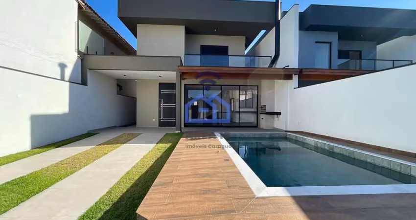 Casa duplex alto padrão na quadra da praia à venda, capricórnio, caraguatatuba, sp