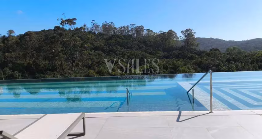 Vista panoramica da sacada gourmet com acesso ao living e suite