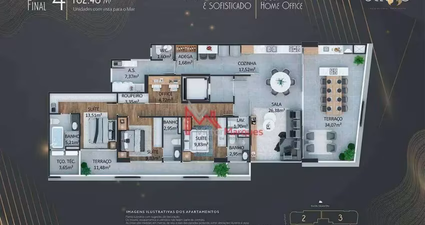 Apartamento com 3 dormitórios à venda, 182 m² por r$ 2.148.146,17 - canto do forte - praia grande/sp