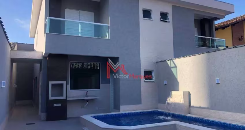 Sobrado individual com 3 dormitórios, sendo 3 suítes à venda, 135 m² por r$ 1.100.000 - tupi - praia grande/sp