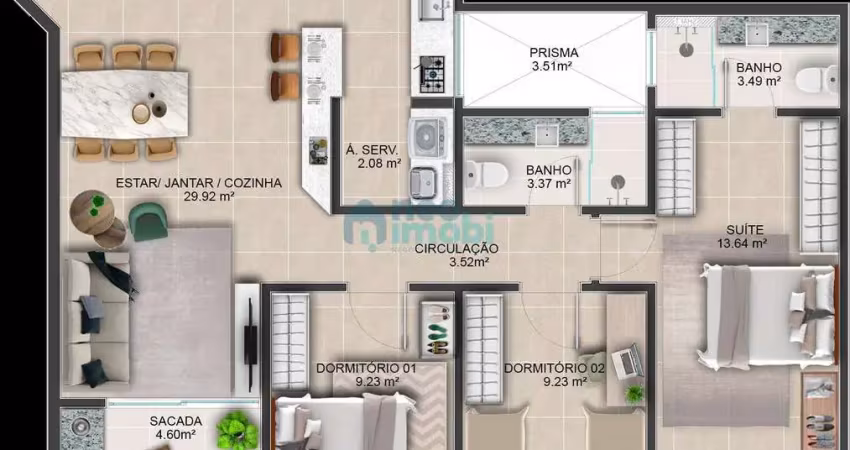 Apartamento duplex 3 dormitórios, 3 suítes, 122,02m², coqueiros- florianópolis