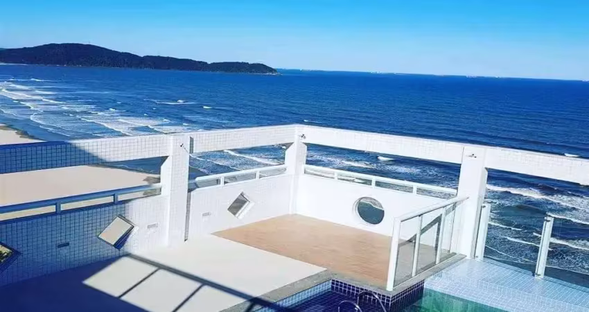 Apartamento em praia grande no bairro campo da aviação, bem localizado frente ao mar. apartamento contendo 120,11 m² de área útil bem distribuídos, 2