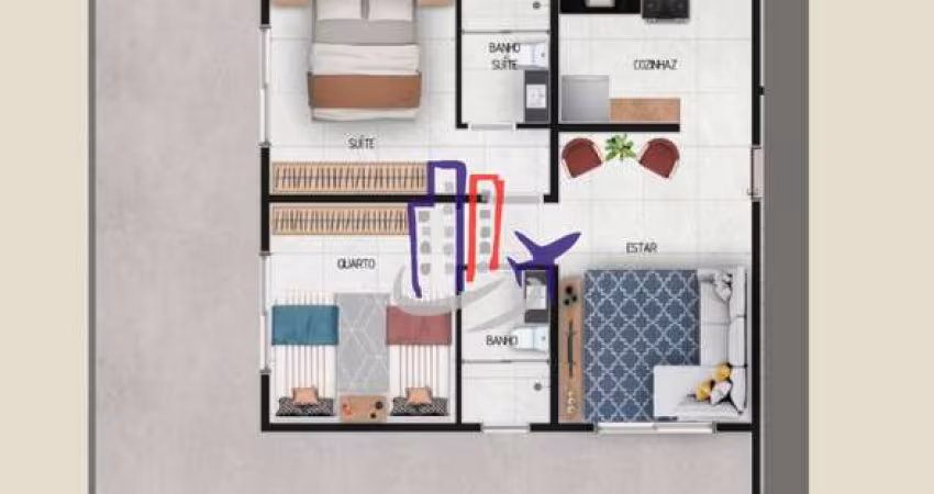 Apartamento Com área Privativa com 02 quartos 01 suíte no bairro São Joaquim em Contagem