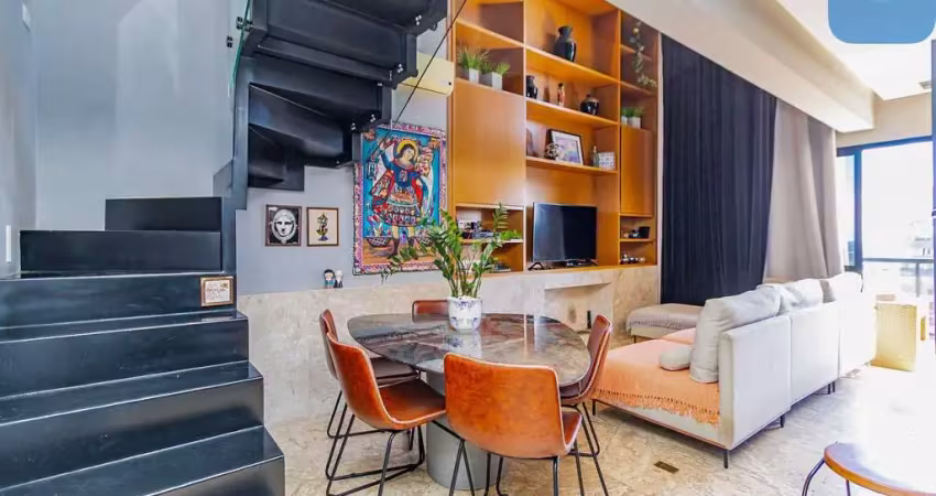 Loft de 74m  com pé-direito duplo e churrasqueira no sky, bigorrilho  curitiba