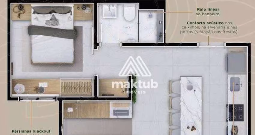 Apartamento com 2 dormitórios à venda, 34 m² por R$ 335.381,00 - Jardim Bela Vista - Santo André/SP
