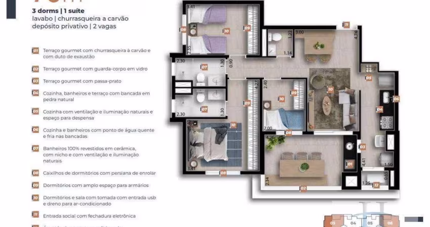 Apartamento com 3 dormitórios à venda, 78 m² por R$ 950.000 - Vila Yara - Osasco/SP