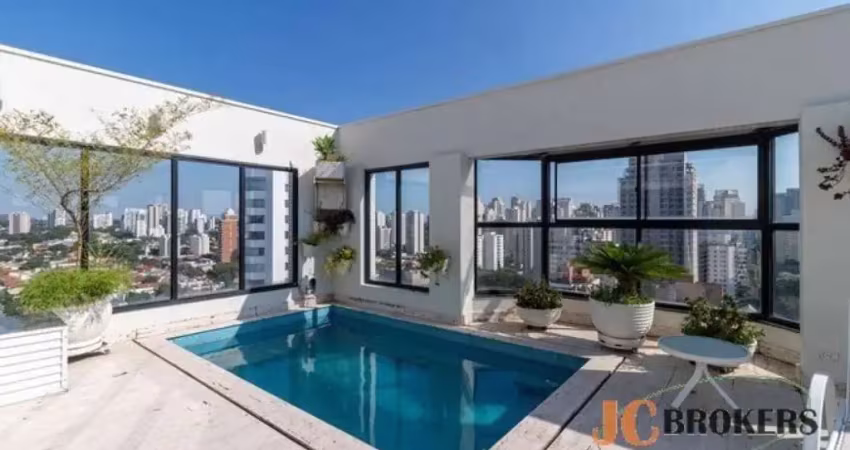 Cobertura com 390m² de área útil, 5 dormitórios sendo 4 suítes, 3 vagas