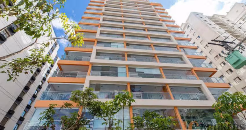 Studio com 42m² de área útil, varanda, 1 vaga de garagem