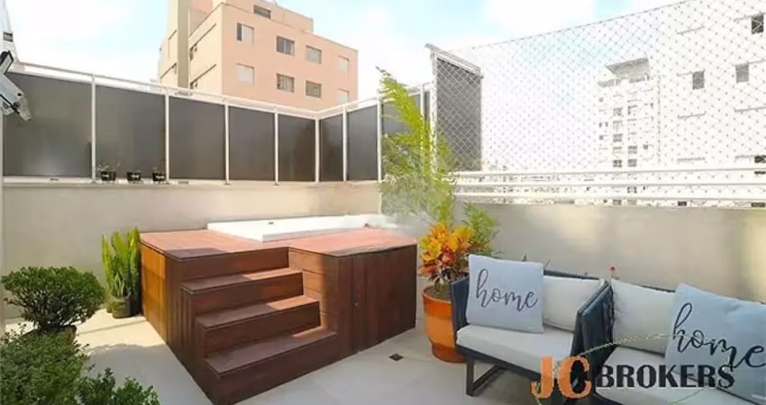 Cobertura com 90m² de área útil, 2 dormitórios sendo 1 suíte e 2 vagas.