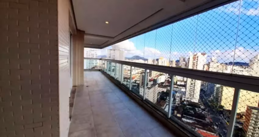 Apartamento de luxo para locação no Embaré, Santos-SP: 3 quartos, 3 suítes, 2 salas, 5 banheiros, 3 vagas, 190m².