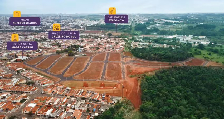 Lançamento loteamento em são carlos-sp, residencial progresso, pronto para construir, lote com 200 m2, infraestrutura completa e área verde integrada