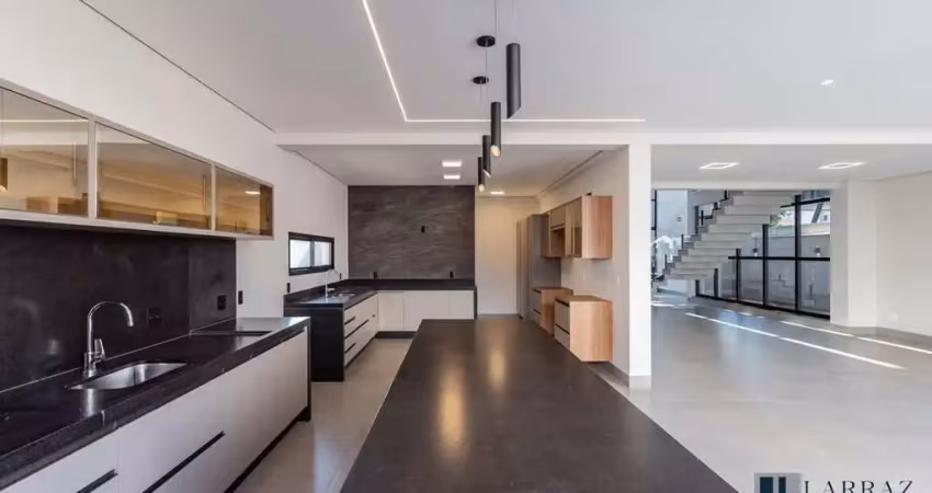 Maravilhoso sobrado novo alto padrão para venda no charmoso condominio alphaville em bonfim paulista, 4 suites, gourmet e piscina em 353 m2 de area co