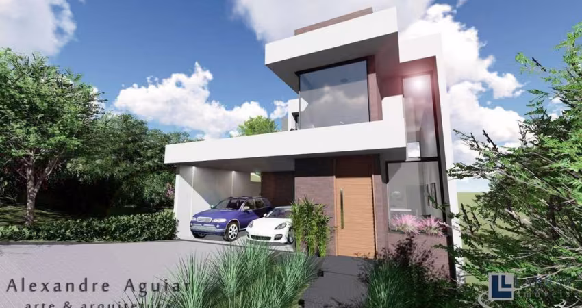 Maravilhoso sobrado novo para venda em Bragança Paulista-SP no Cond. Euroville 2 com 3 suites, varanda gourmet e piscina em 320 m2 total, linda vista