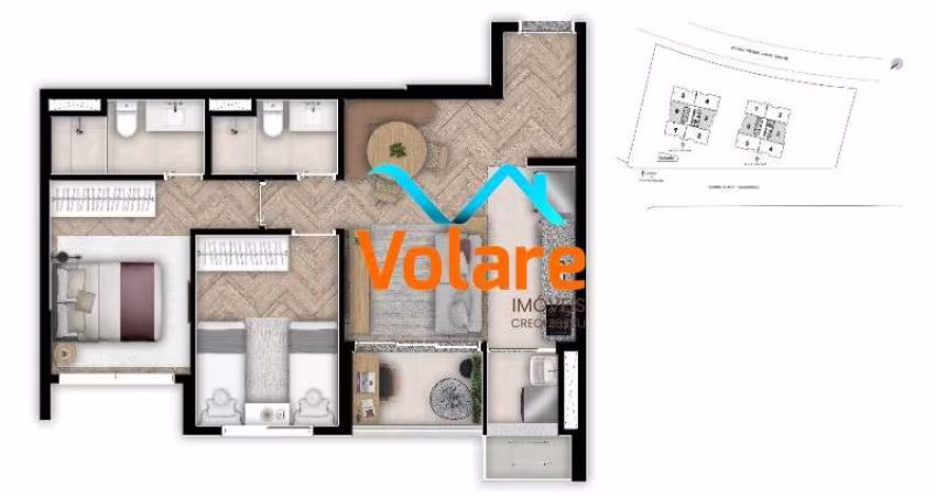 Apartamento à venda em Osasco-SP, Bela Vista: 2 quartos, 1 suíte, 2 salas, 2 banheiros, 1 vaga, 61m². Venha conferir!