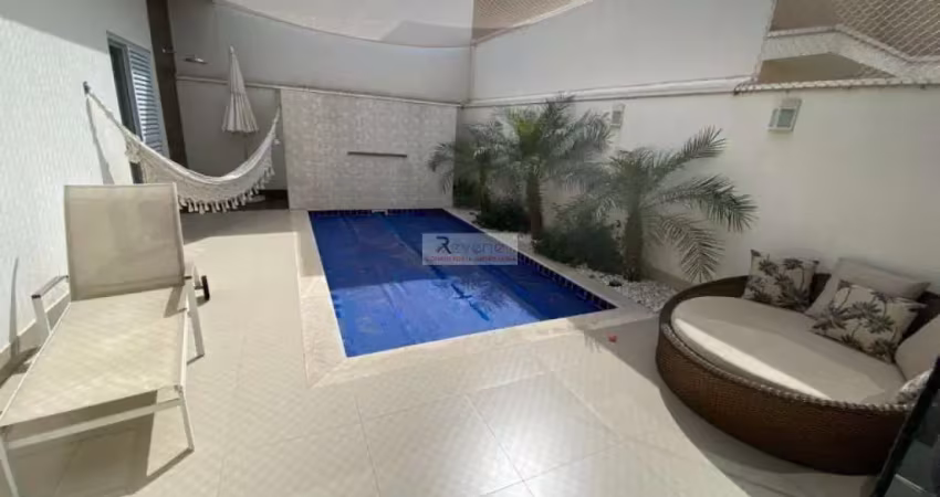 Casa térrea a venda em condomínio fechado  residencial dona lucilla indaiatuba, 3 suítes, sala integrada com cozinha, área gourmet , piscina aquecida