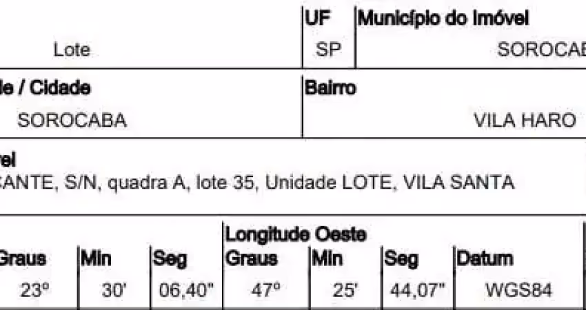 Terreno à venda na Rua Jorge Caracante, Vila Haro, Sorocaba