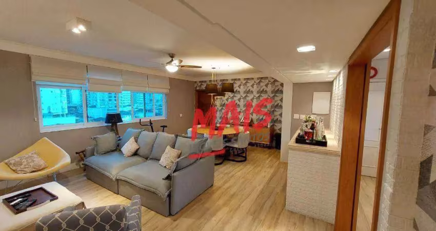 Apartamento com 3 dormitórios à venda, 131 m²  - gonzaga - santos/sp