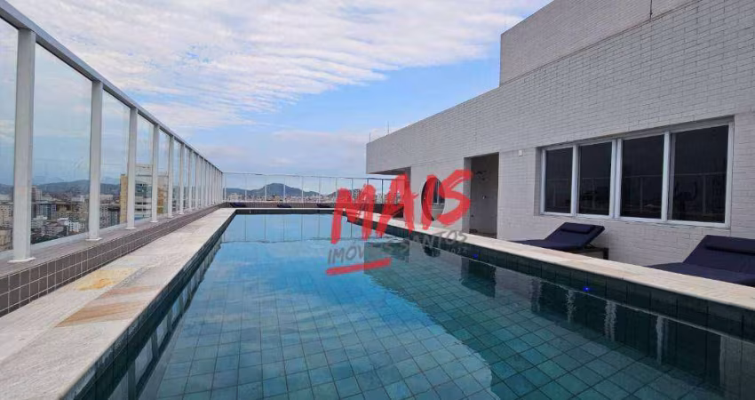 Apartamento com lazer e varanda gourmet, 1 suíte para alugar, 60 m² - Boqueirão - Santos/SP