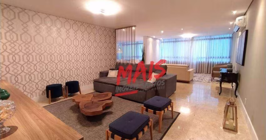 'PORTEIRA FECHADA' Apartamento de frente, quadra da praia, 4 quartos, 233 m² - Boqueirão - Santos/SP
