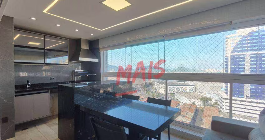 Apartamento com 3 dormitórios para alugar, 111 m²- Ponta da Praia - Santos/SP