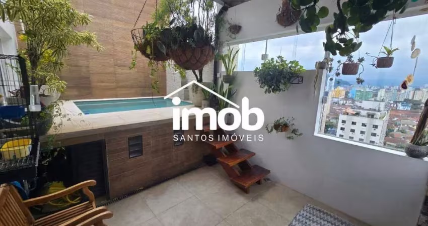 Cobertura de 3 suítes à venda, toda equipada, com lazer, piscina, espaço gourmet - boqueirão, santos/sp