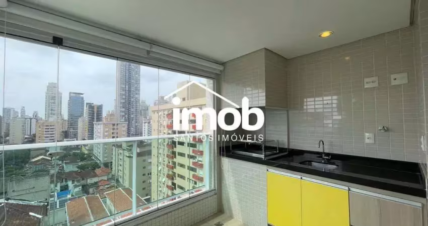 Comprar apartamento no gonzaga – andar alto, 2 suítes, varanda com churrasqueira, 2 vagas de garagem, lazer completo