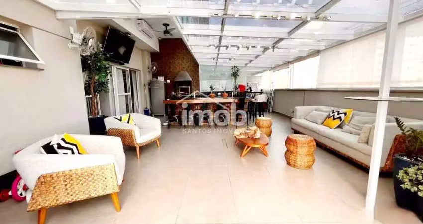 Apartamento garden alto padrão com área gourmet e 2 vagas no campo grande – santos/sp