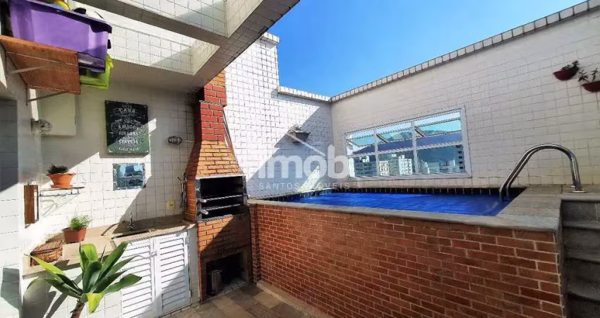 Cobertura duplex 3 dormitórios com piscina e churrasqueira, 2 vagas de garagem paralelas à venda no marapé - 208m²