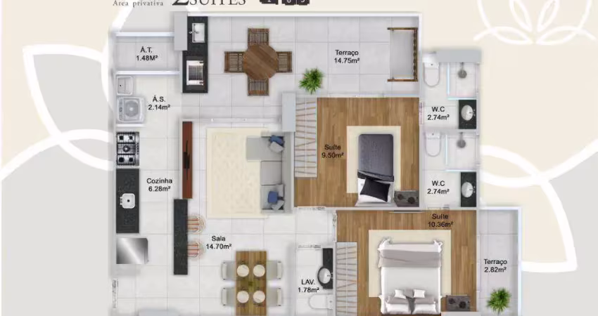 Apartamento com 2 quartos à venda na vila guilhermina praia grande/sp