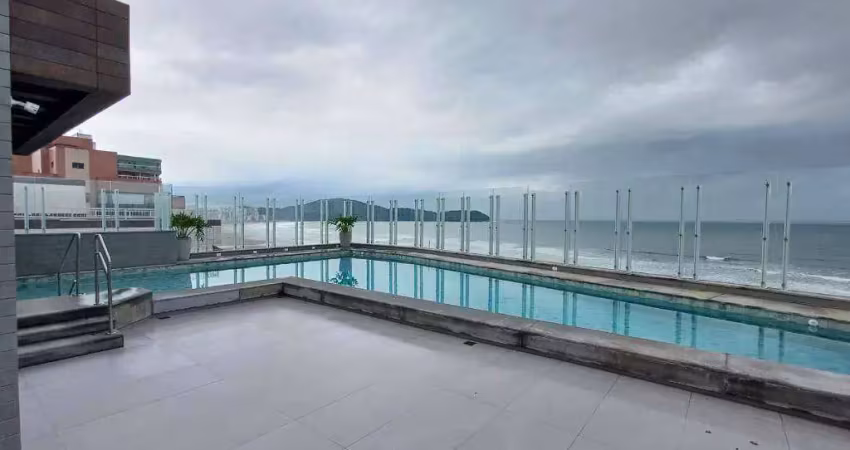Apartamento frente mar com 2 quartos na guilhermina em praia grande/sp