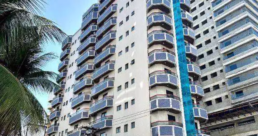 Apartamento 1 quarto com sacada a 200m da praia na guilhermina – piscina e lazer completo