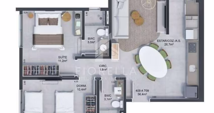 Apartamento com 02 dormitórios sendo 01 suíte no bairro Estreito em Florianópolis / SC