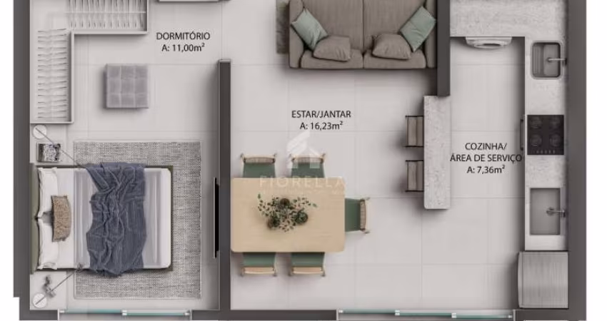 Apartamento com 01 dormitório, Palmas do Arvoredo, Governador Celso Ramos - SC
