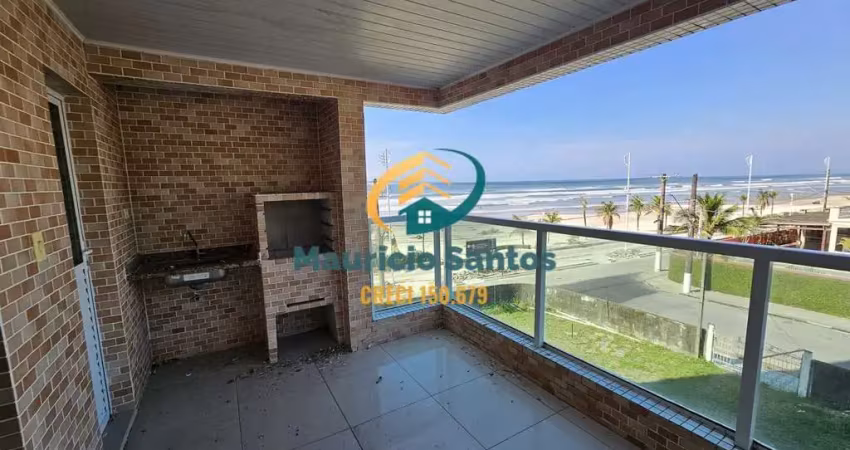 Apartamento em mongaguá, bairro vila são paulo, residencial frente ao mar, 2 dormitórios sendo 1 suíte, sacada gourmet com vista para o mar e lazer.