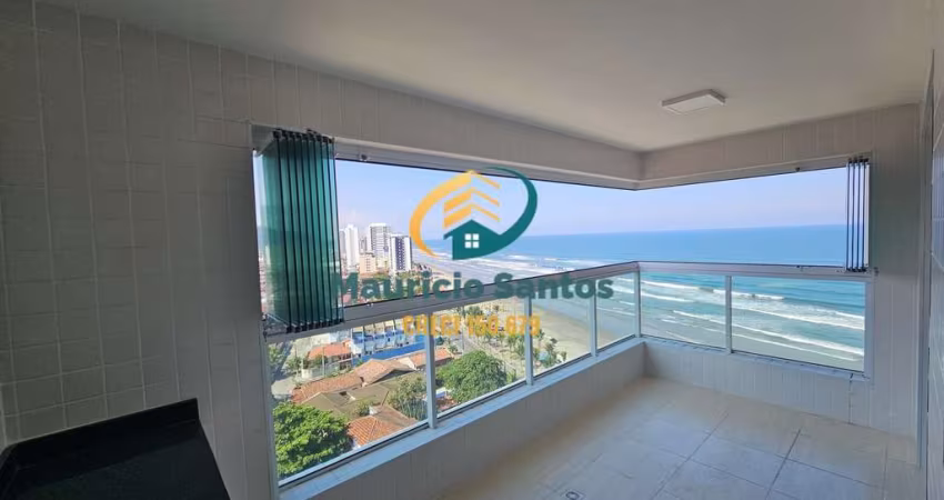 Apartamento em Mongaguá, bairro Vila Atlântica, Residencial frente ao mar, lazer completo, 2 dormitórios sendo 1 suíte, sacada envidraçada com vista para o mar!