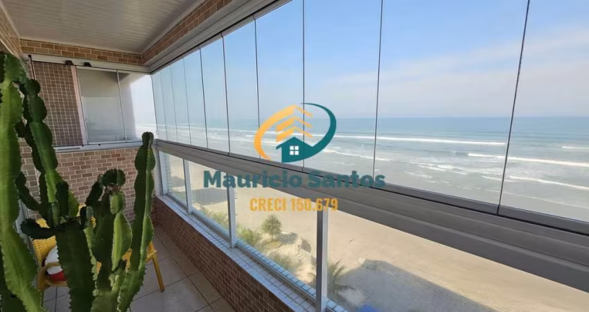 Apartamento em Mongaguá, bairro Jardim Marina, mobiliado, 2 dormitórios sendo 1 suíte, sacada gourmet com vista permanente para o mar,  Residencial com lazer frente ao mar