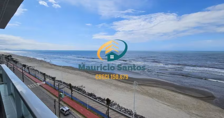 Apartamento em Mongaguá, bairro Centro, vista permanente para o mar com 3 dormitórios sendo 1 suíte, sacada com churrasqueira, Residencial com lazer, piscinas.