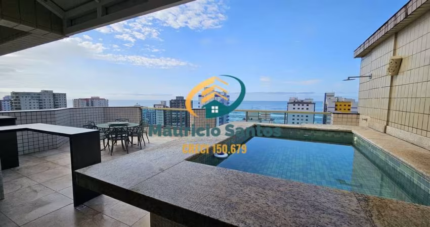 Apartamento Cobertura Duplex em Mongaguá, bairro Jardim Marina, 3 dormitórios sendo 2 suítes, uma delas master, closet, piscina privativa e churrasqueira, Residencial lazer completo.