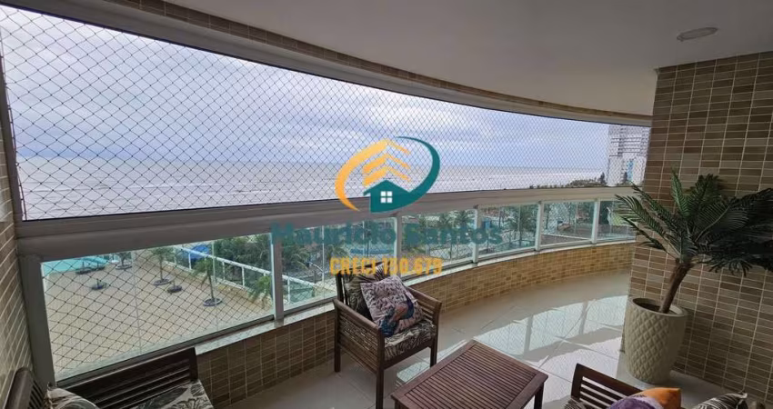 Apartamento Alto Padrão em Mongaguá, bairro Jardim Aguapeú, frente ao mar com 3 dormitórios sendo 2 suítes, 3 vagas, Excelente padrão e localização, Residencial com lazer completo, piscina de borda in