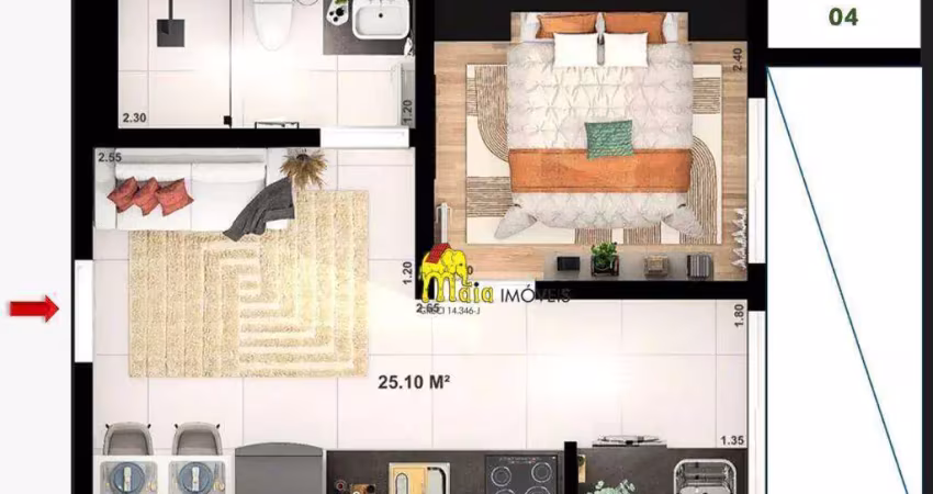 Apartamento com 1 dormitório à venda, 25 m² por r$ 219.000 - jardim líbano - são paulo/sp