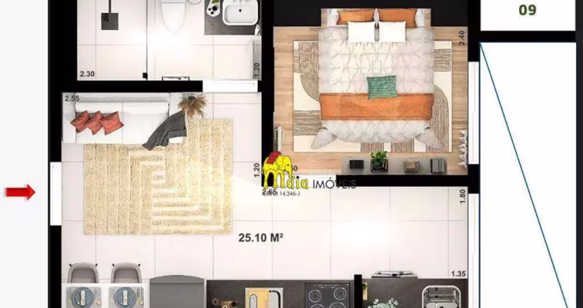 Apartamento com 1 dormitório à venda, 25 m² por r$ 195.000 - jardim líbano - são paulo/sp