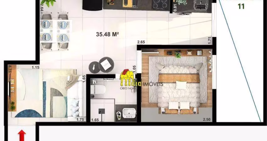 Apartamento com 1 dormitório à venda, 35 m² por r$ 229.000,00 - jardim líbano - são paulo/sp