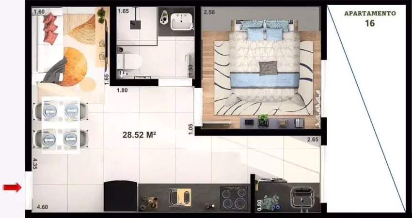 Apartamento com 1 dormitório à venda, 28 m² por r$ 199.000 - jardim líbano - são paulo/sp