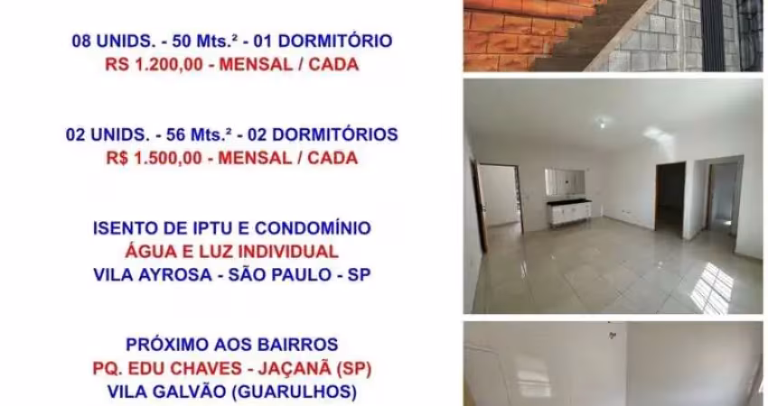 Apartamento para locação em são paulo-sp, vila ayrosa: 1 quarto, 1 sala, 1 banheiro, 50,00 m² de área.