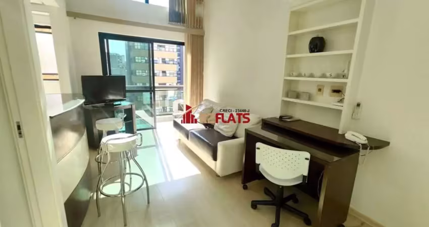 Flat com 1 quarto para alugar na Avenida Ibijaú, 355, Moema, São Paulo