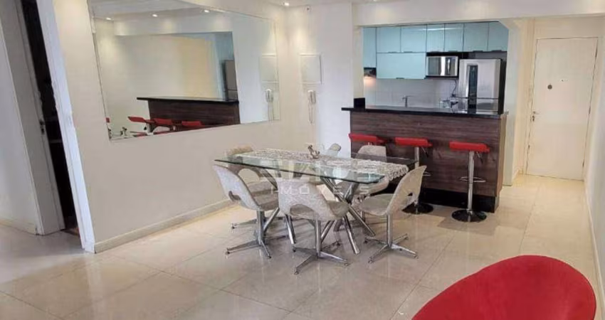 Apartamento com 73 m² de área privativa totalmente mobiliado, 02 dormitórios sendo uma suíte, andar alto com vista livre próximo ao Shopping Plaza.