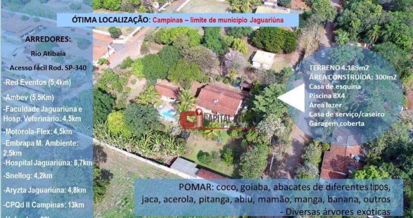 Chácara com 2 dormitórios à venda, 4200 m² por r$ 830.000,00 - bananal - campinas/sp