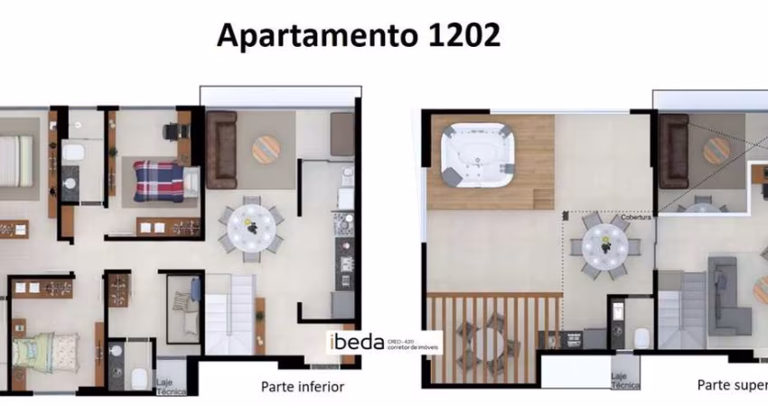 ibeda - Anita Malfatti Cobertura em Lagoa Nova  3 quartos (2 suíte), gourmet