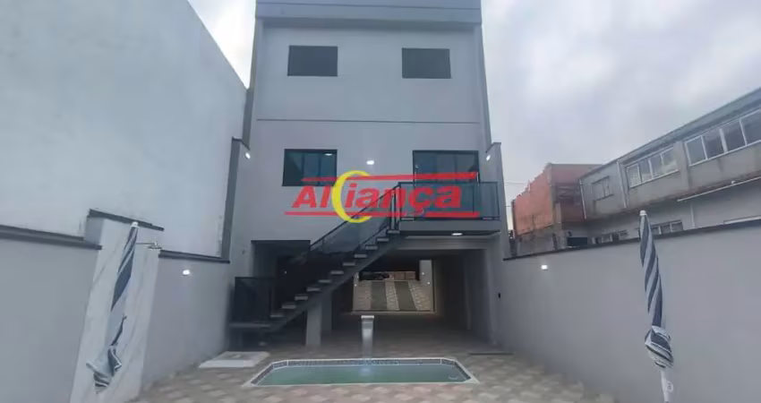 Sobrado novo 3 quartos suítes, 4 vagas, terreno 7x25m com piscina, carmela 3, guarulhos, sp